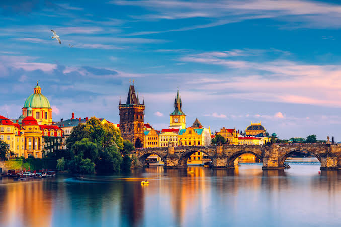 Prague Charles Bridge at dawn