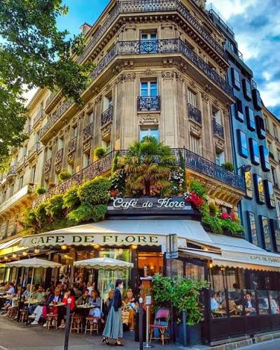 Parisian corner café in the morning